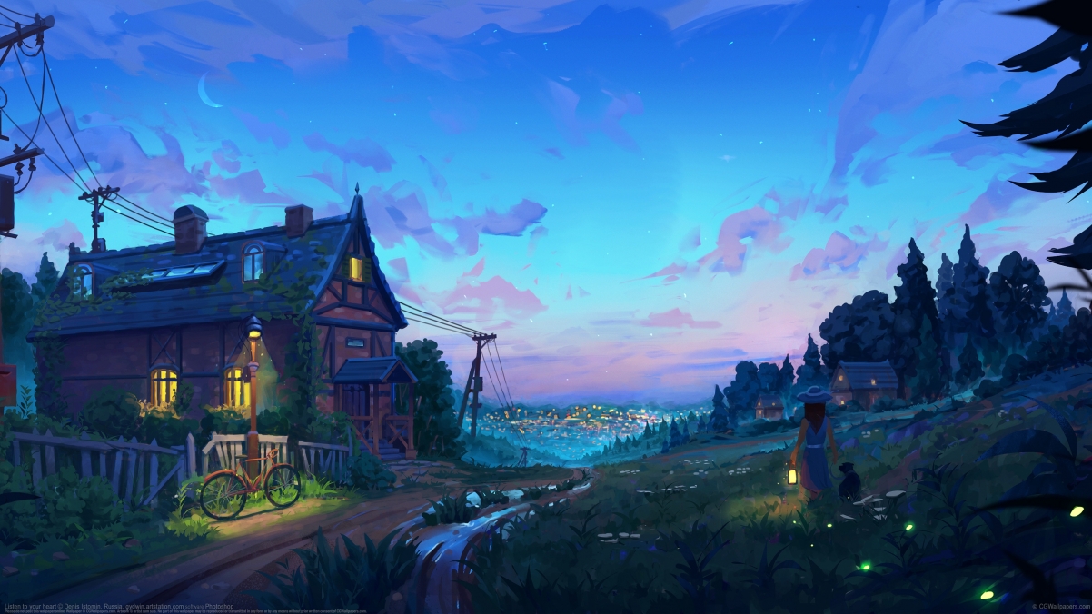绝美乡村夜景，Denis Istomin摄影作品，俄罗斯风情4K高清壁纸，动漫风格，超清3840x2160分辨率，免费下载