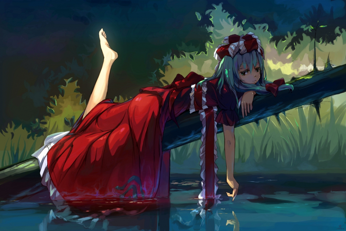 森林树影与红裙女孩，绝美4K动漫壁纸，高清4000x2672，免费下载