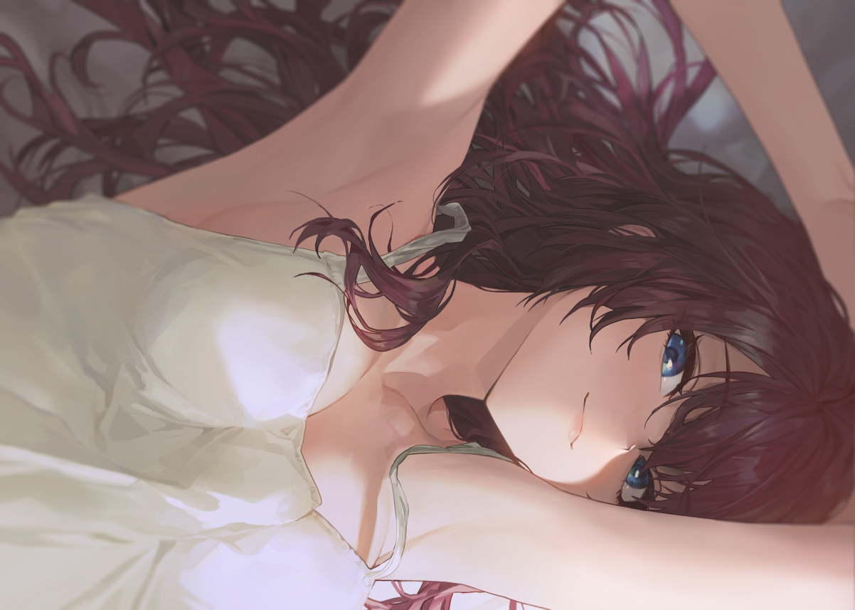 女孩性感白色睡衣，绝美4K动漫壁纸，高清大图4175x2976，免费下载！