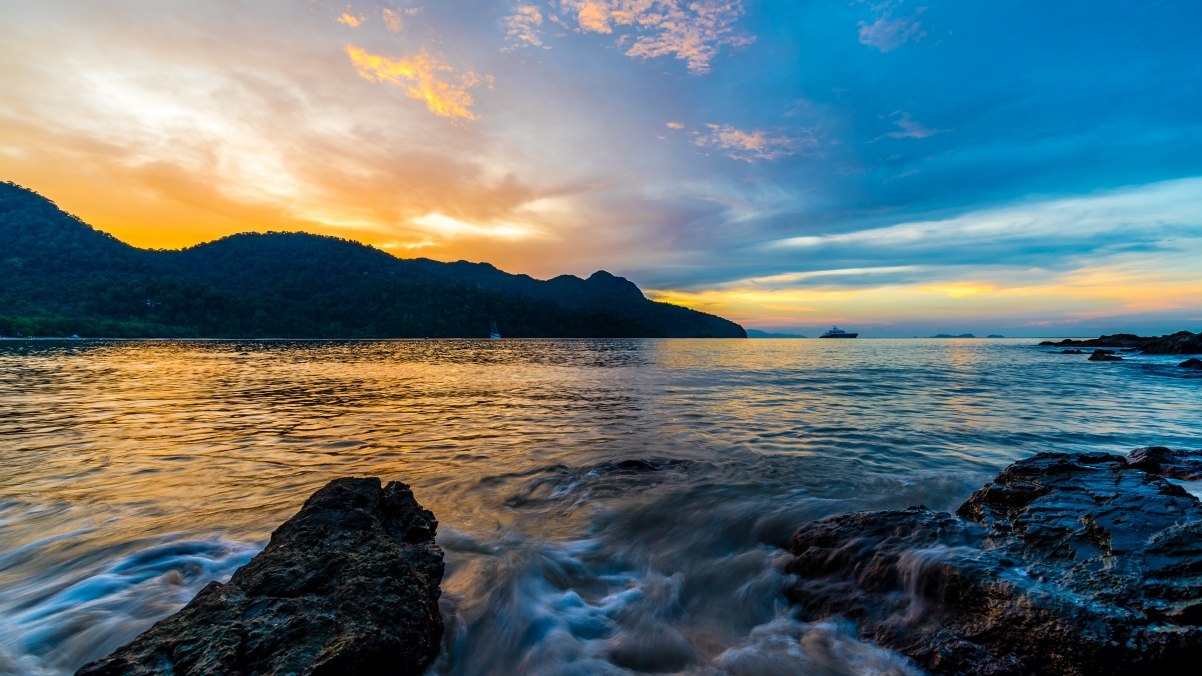 Datai Bay，绝美日落风光，高清4K壁纸免费下载
