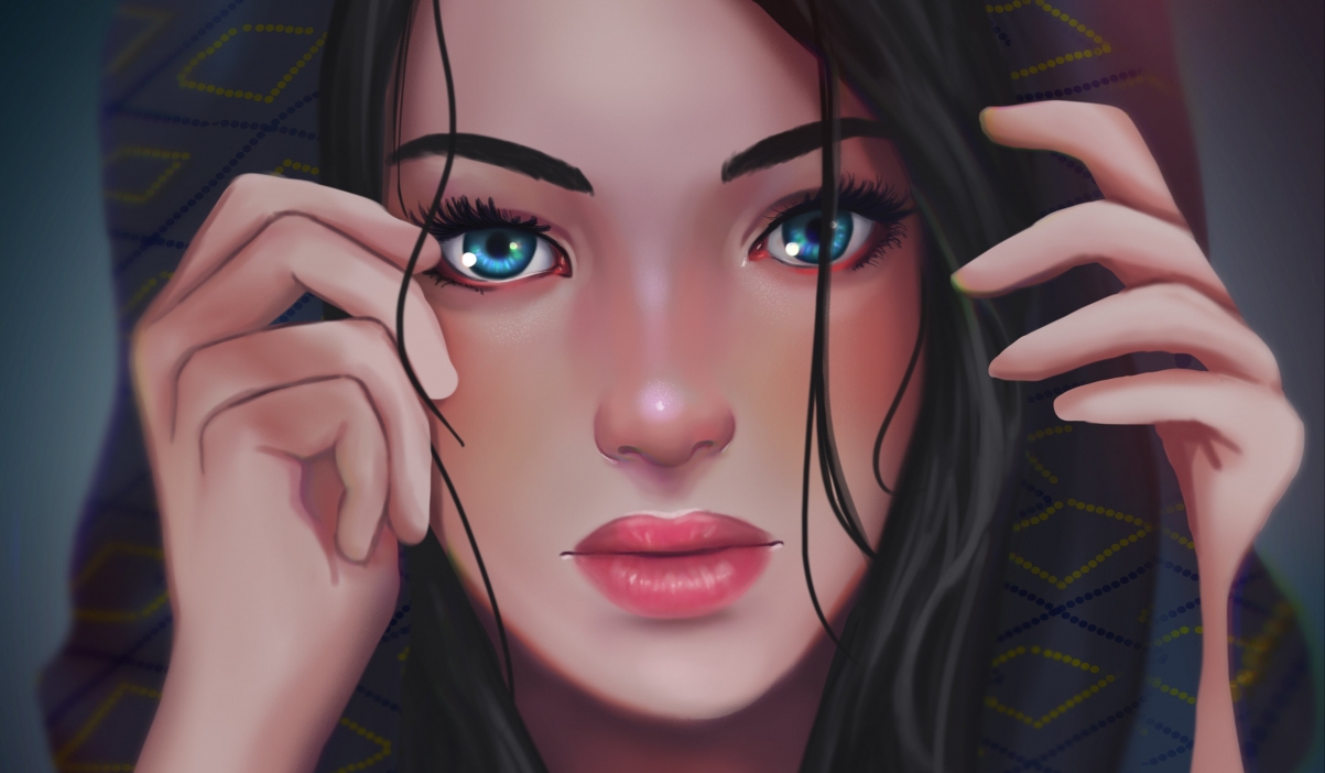 女孩肖像画: 迷人眼眸与精致面容, 4K高清美女壁纸, 4891x2855分辨率下载