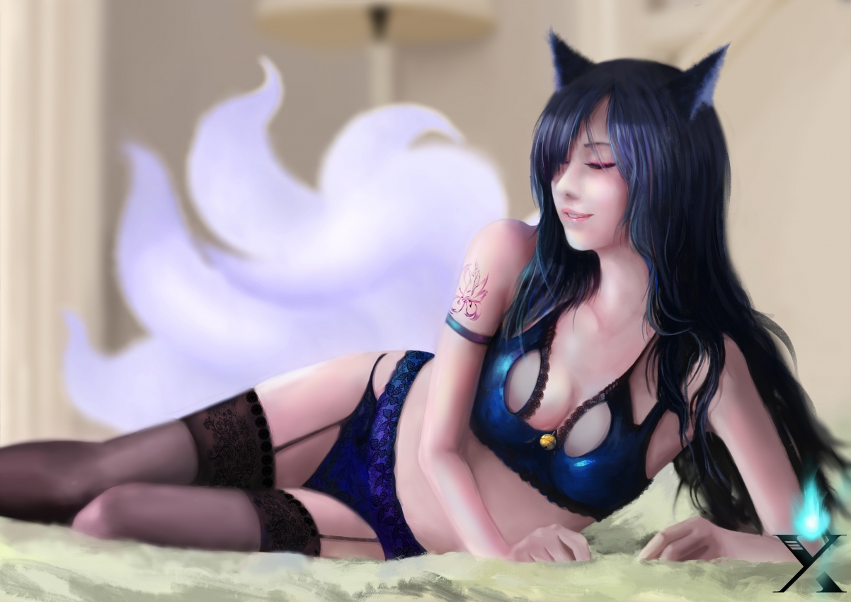 阿狸Ahri性感动漫插画，惊艳4K高清壁纸，绝美画质，一键下载