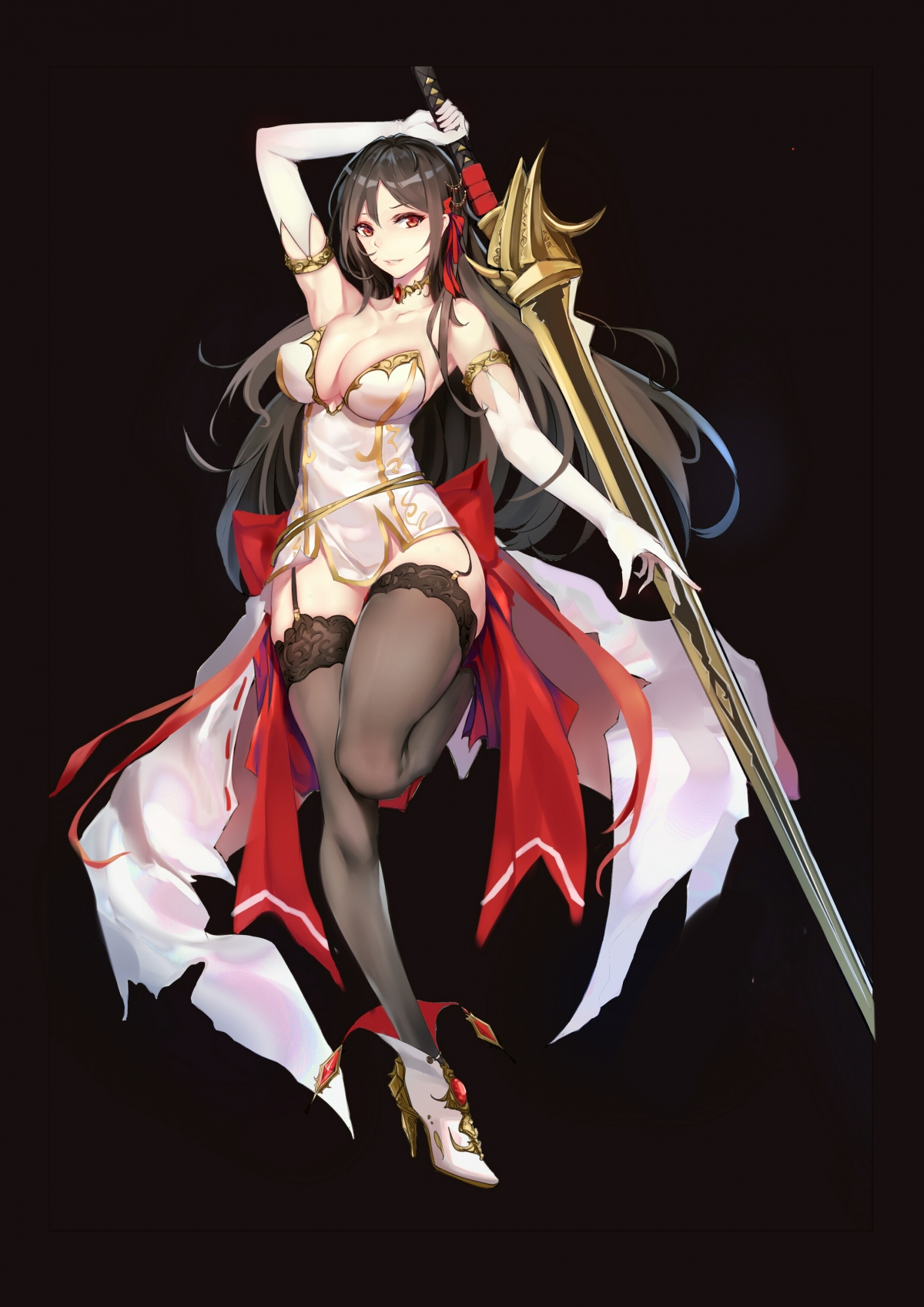剑舞美女与黑丝长袜，超清4K手机壁纸，2480x3507高清下载