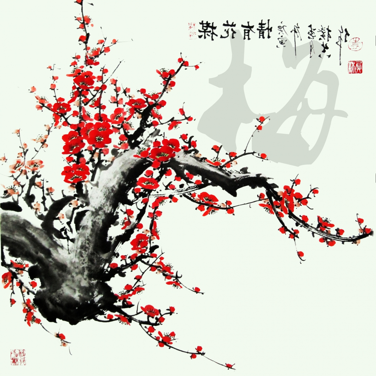 水墨梅花高清4K壁纸，精美背景图3542x3542，免费下载