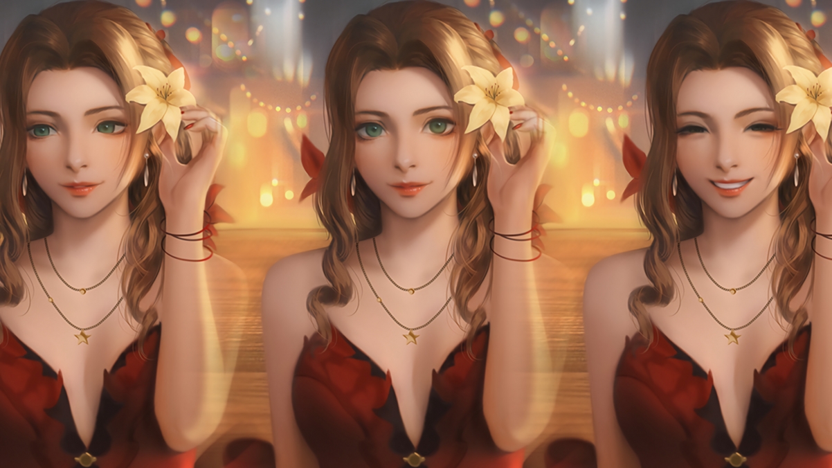 最终幻想绝美插画，蒂法&艾瑞丝4K超清壁纸，3840x2160分辨率，动漫美图一键下载