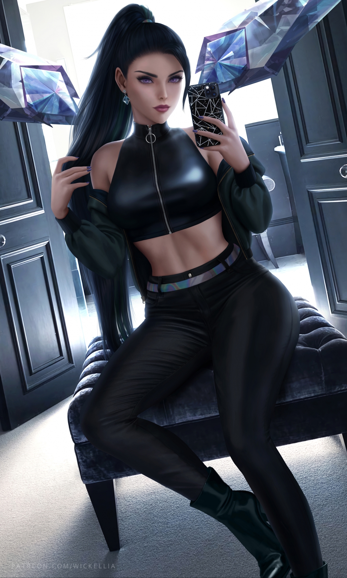 英雄联盟KDA THE BADDEST卡莎超清4K全面屏手机壁纸，2304x3840高清下载