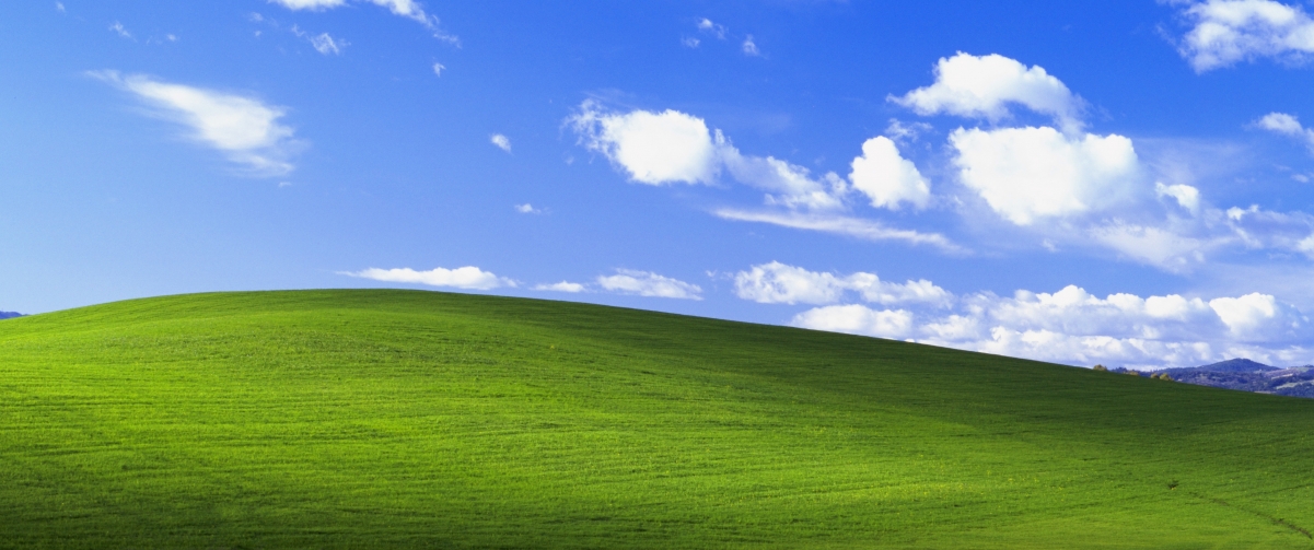 Bliss Windows XP蓝色白云曲面带鱼屏超清4K壁纸3440x1440免费下载