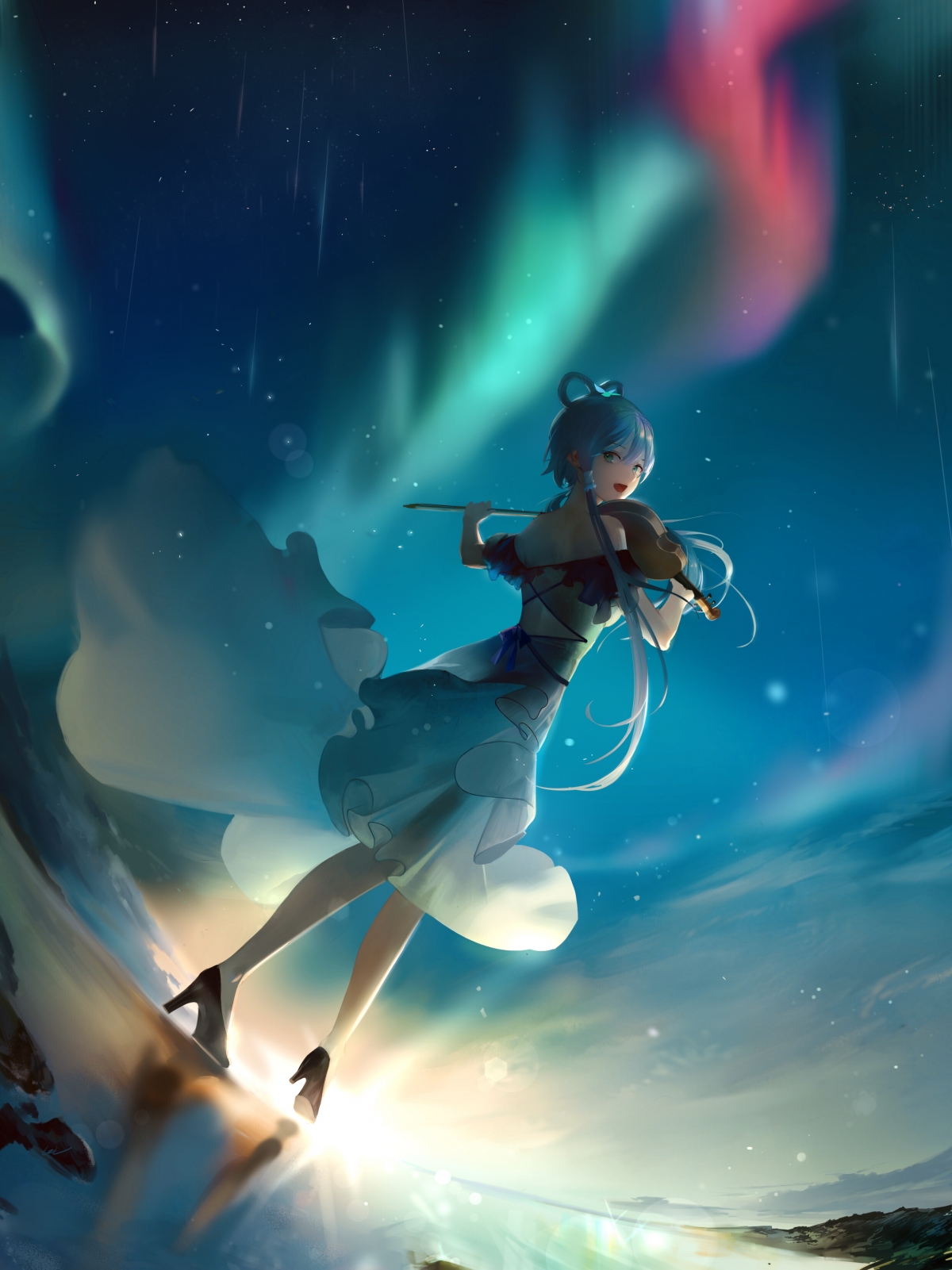 极冬小提琴协奏，洛天依唯美演绎，4K高清手机壁纸，2480x3308精选下载