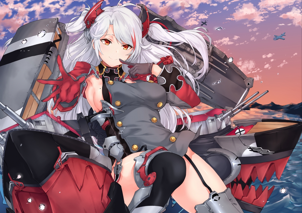 动漫美女高清壁纸，礼服、手套、飞机、盔甲，4K超清图片，4000x2828分辨率，免费下载