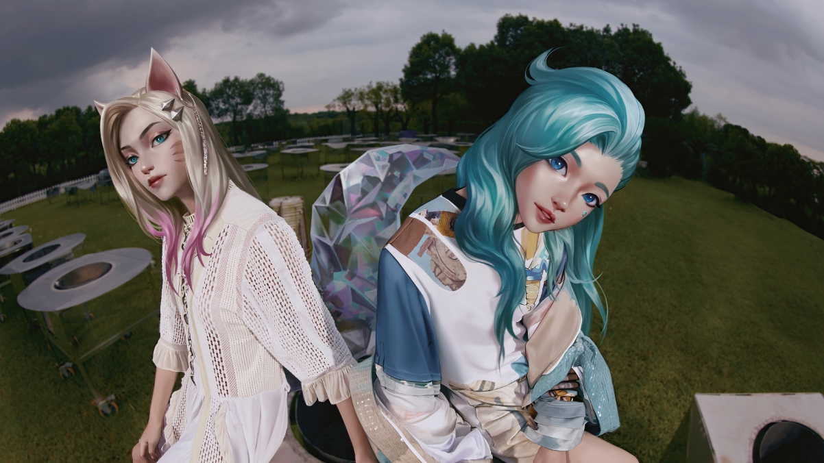 LOL英雄联盟，KDA MORE阿狸&萨勒芬妮绝美4K壁纸，3840x2160超高清下载