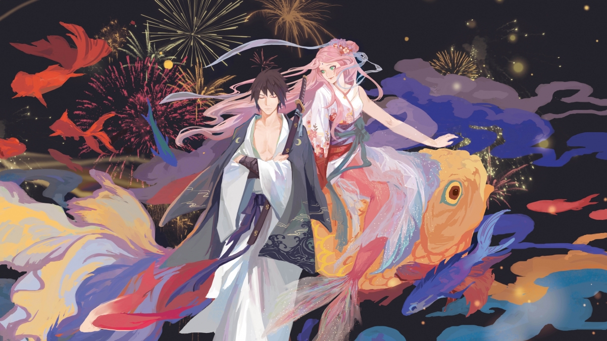 金鱼花火4K超高清动漫壁纸，精美3840x2160分辨率，一键下载
