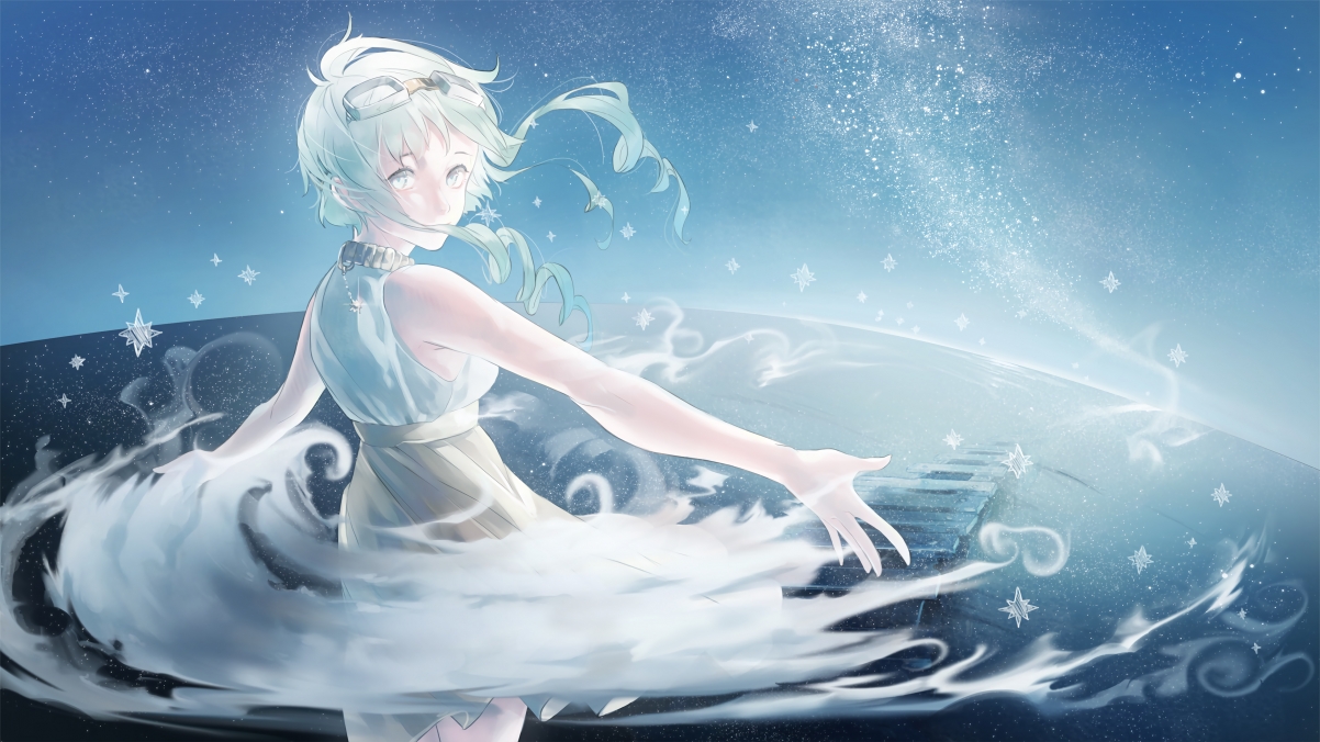 星空下的裙摆女孩，唯美动漫4K壁纸，高清3840x2160下载