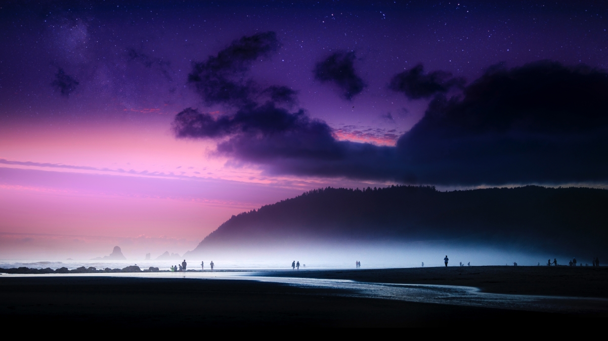 海滩星光璀璨，绝美日落景色，4K超清壁纸免费下载