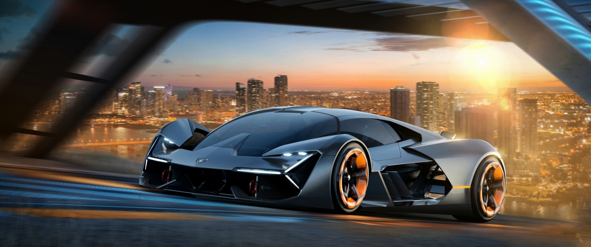 兰博基尼Terzo Millennio概念超跑4K高清壁纸下载（3440x1440分辨率）