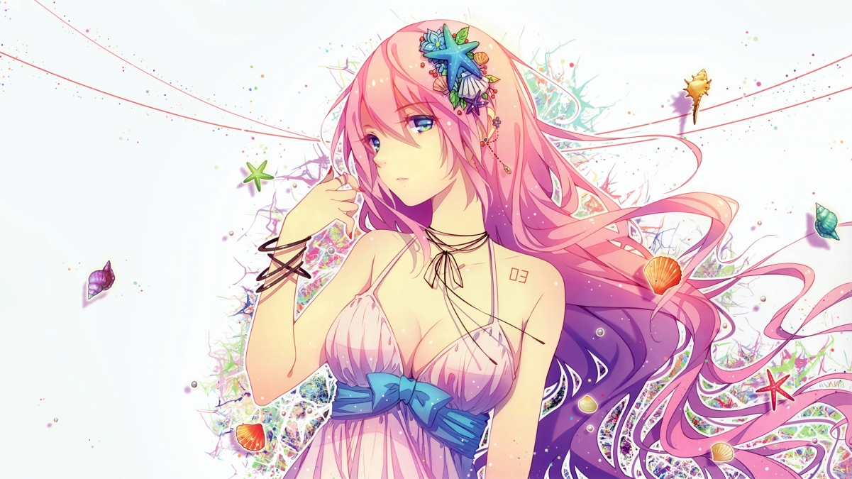 女孩佩戴贝壳手镯，VOCALOID初音未来4K高清壁纸，动漫美图4200x2360下载