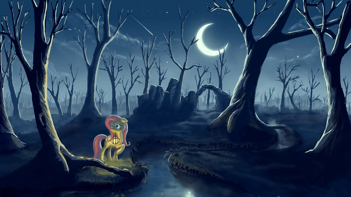 森林月夜，灯笼微光，小马宝莉4K超清壁纸，3840x2160高清下载