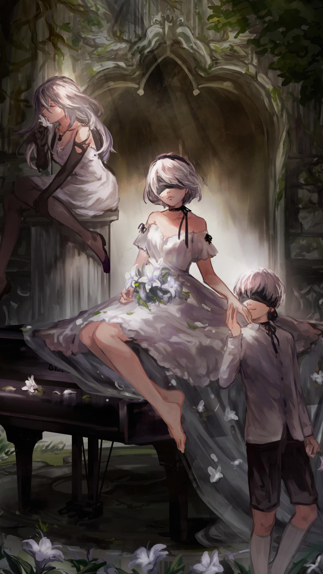 钢琴少女，绝美4K手机壁纸，高清1080x1920，一键下载