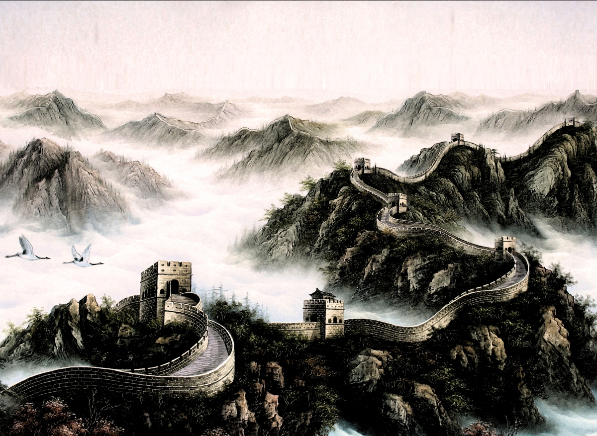 长城水墨画，绝美4K风景壁纸，高清大图4000x2924，免费下载