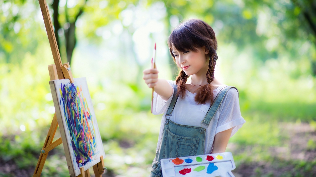 绝美女孩绘画4K高清壁纸，3840x2160超清人物图片，免费下载