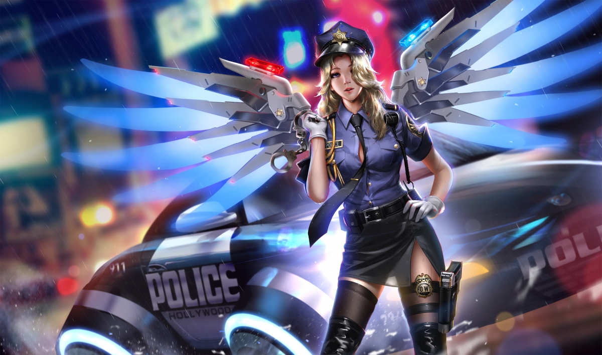 守望先锋，美女警察天使惊艳登场，4K超清壁纸下载，绝美画质4000x2360