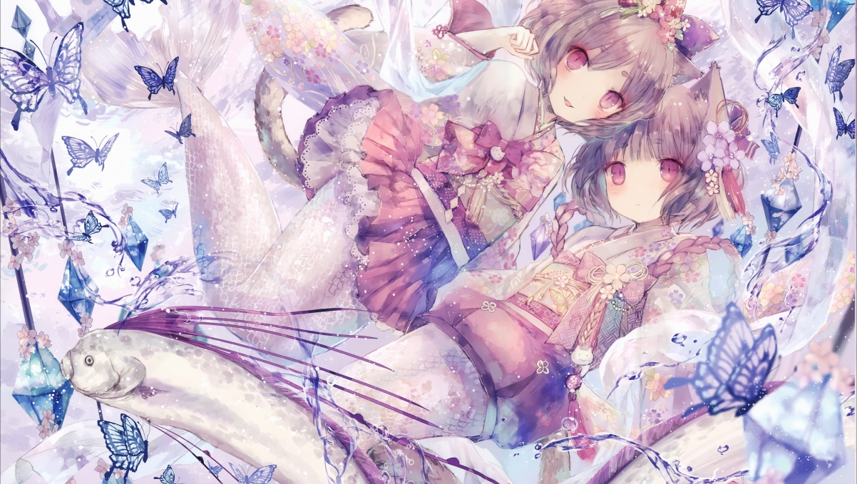 美人鱼动漫少女，绝美4K壁纸，超清动漫图片，4129x2334分辨率，免费下载