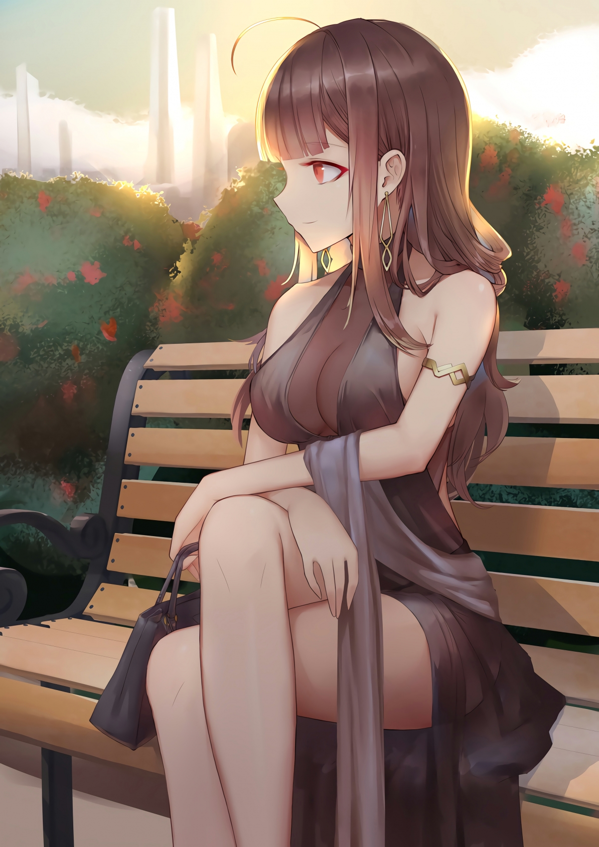 公园美景与性感动漫女神，超清4K竖屏手机壁纸，高清2828x4000，免费下载