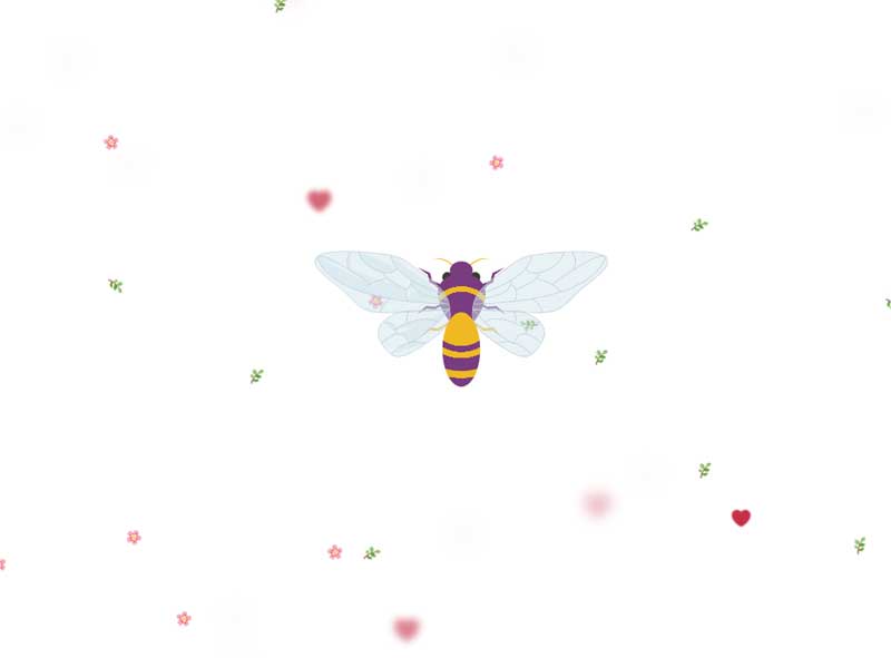 css3 svg蜜蜂小树叶花朵动画特效