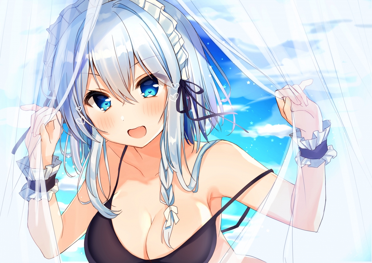东方Project，透明窗帘下的可爱比基尼少女，高清4K动漫壁纸下载