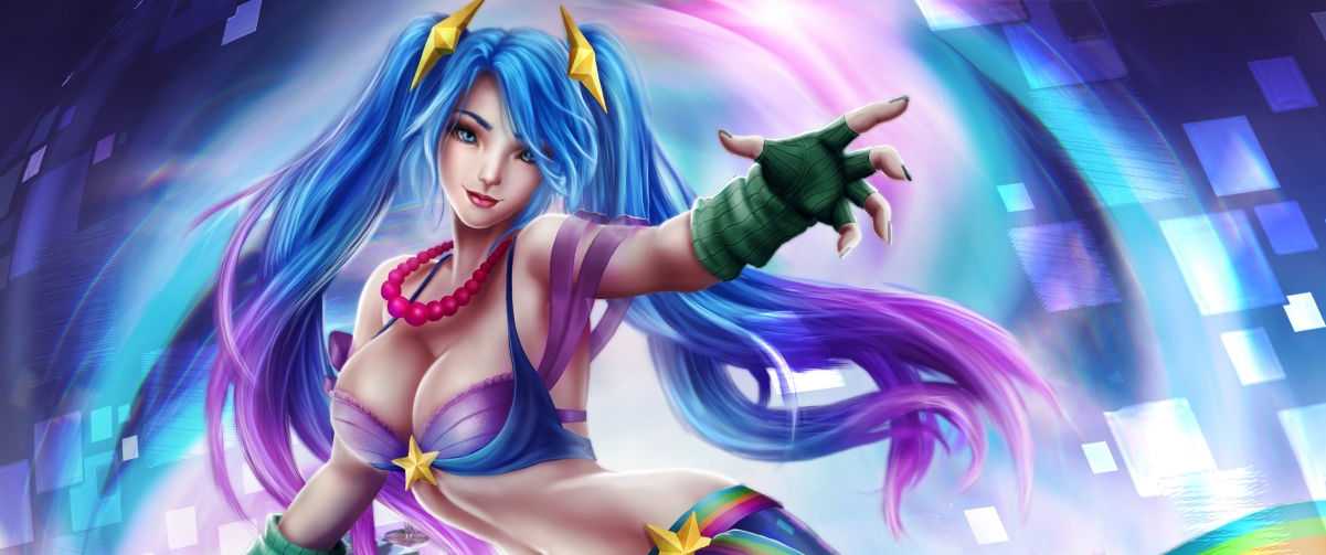 琴女电玩女郎皮肤（Arcade Sona）高清4K壁纸，英雄联盟LOL专属，3440x1440分辨率，一键下载！
