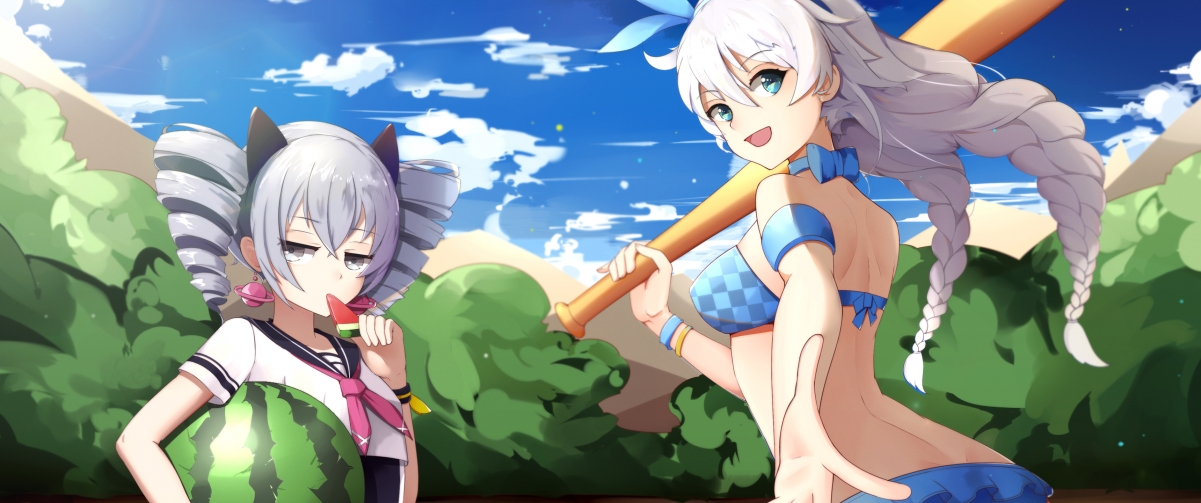 崩坏3rd，布洛尼亚与琪亚娜夏日风情，高清4K比基尼壁纸，3440x1440超清下载