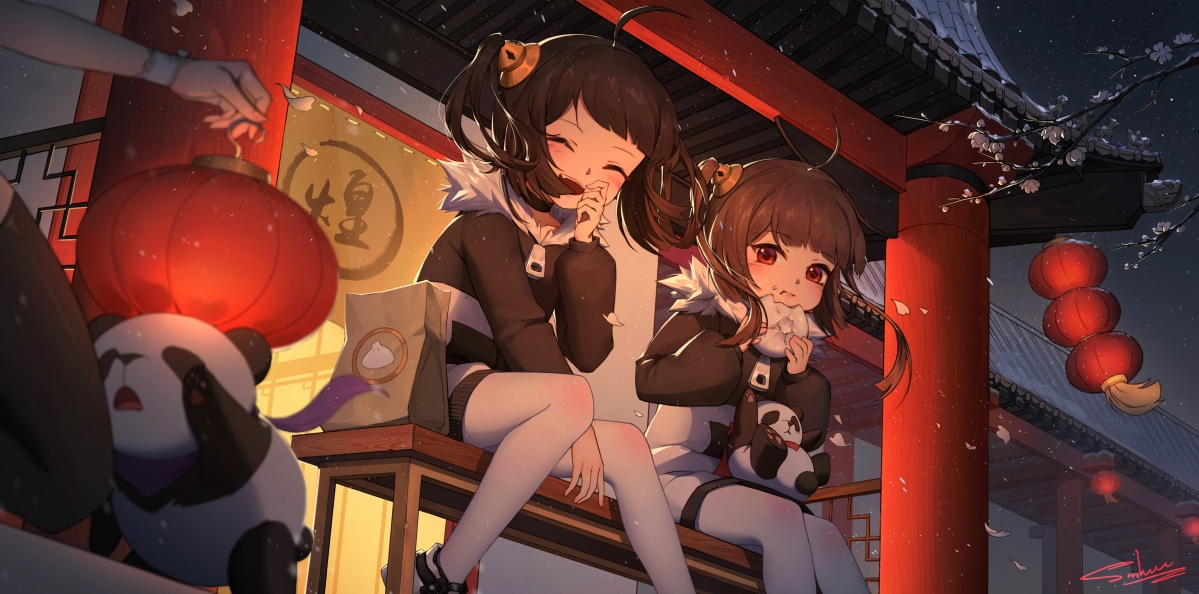 2020新年少女白裤袜小熊猫主题，碧蓝航线4K超高清动漫壁纸下载