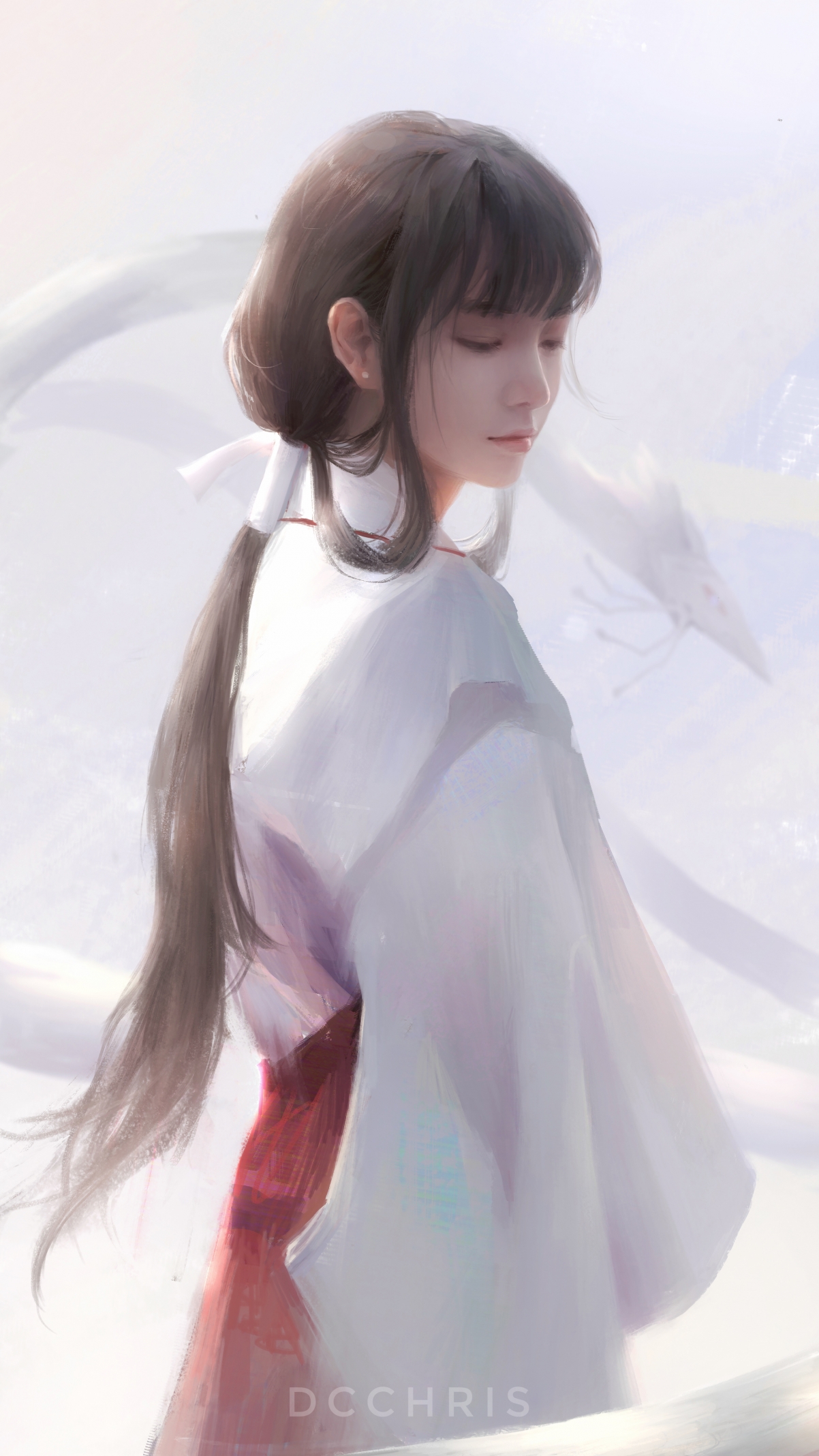 巫女桔梗竖屏动漫4K手机壁纸，犬夜叉高清图片2250x4000，免费下载