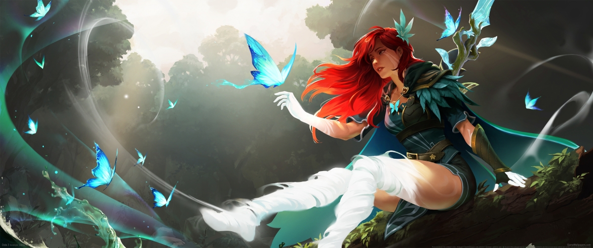 Dota 2美女角色4K带鱼屏壁纸，3440x1440超高清游戏图片下载