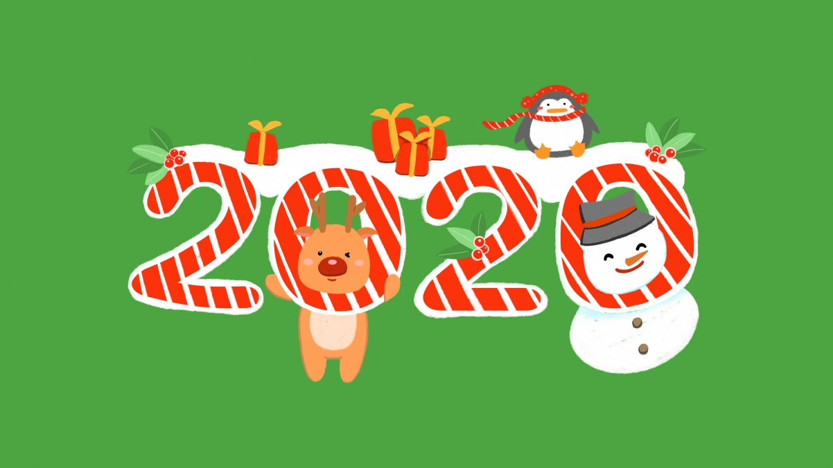 2020圣诞超萌4K壁纸，3840x2160高清背景图，免费下载