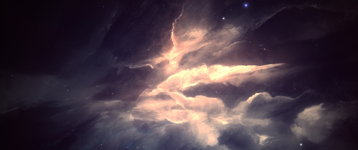 神秘星云惊艳壁纸，4K高清3440x1440背景图片，一键下载