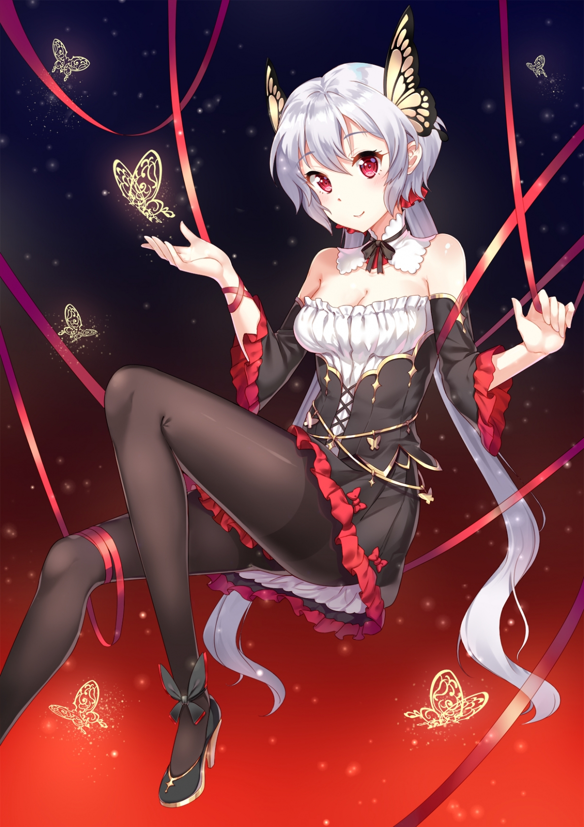 蝴蝶少女萌趣手机壁纸，4K高清1240x1754，一键下载美化桌面