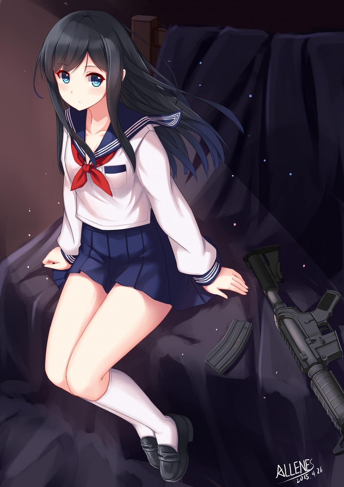 水手服黑发少女战舰风情，唯美4K手机壁纸，高清2828x4000像素，免费下载