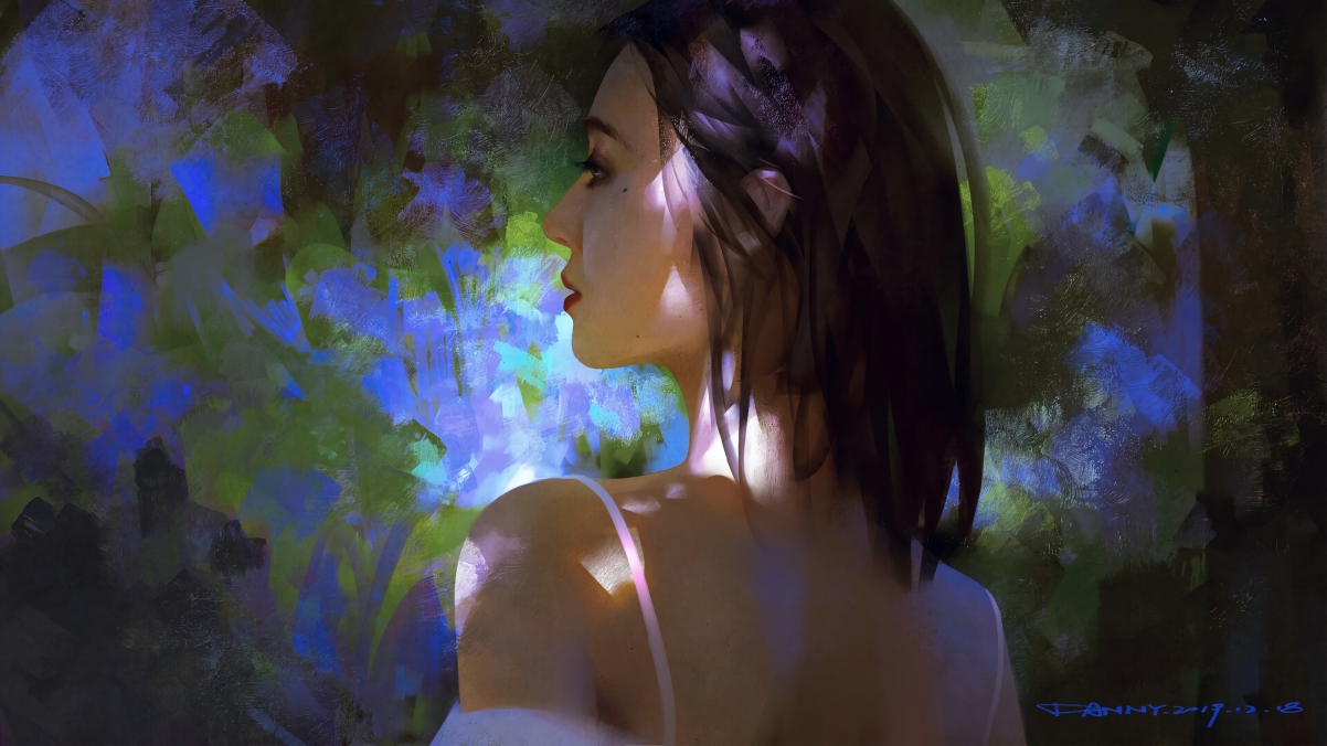 绝美侧颜背影，高清4K动漫人物绘画壁纸，3840x2160超清下载