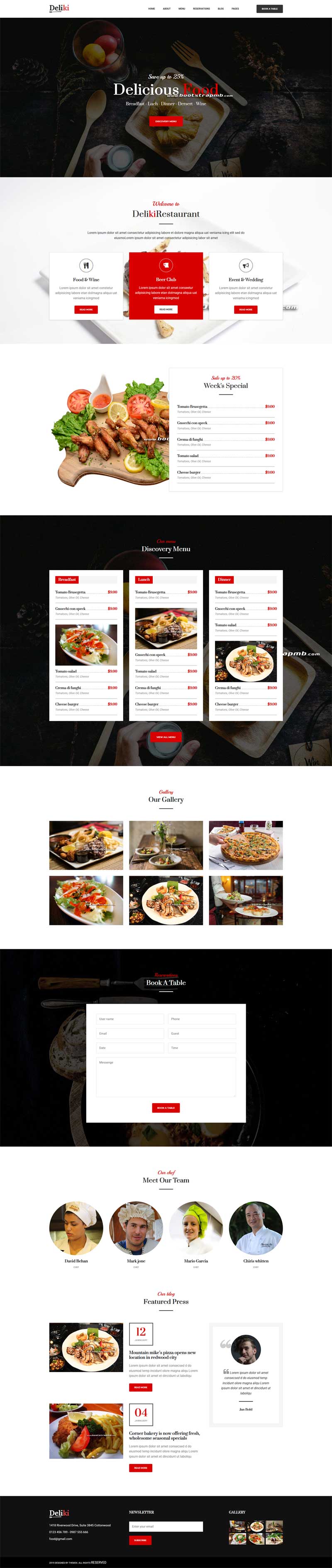 大气美食Bootstrap餐饮企业网站模板