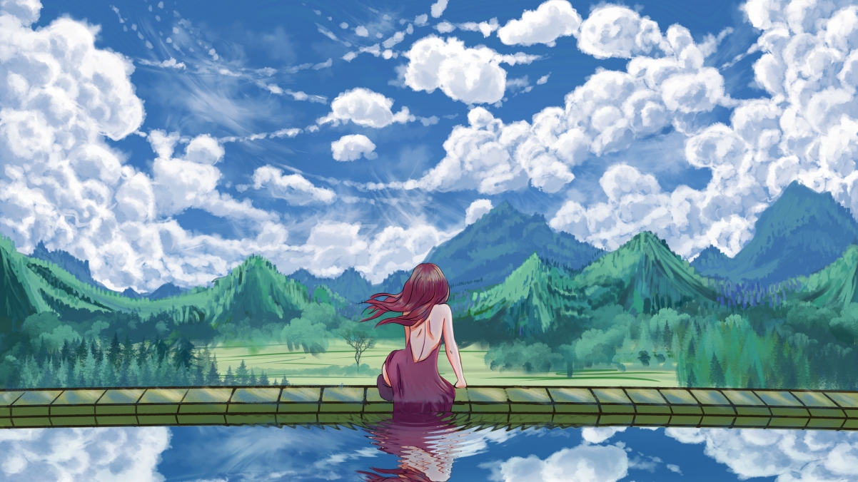超高清4K动漫背景壁纸，女生风景，3840x2160分辨率，精美下载