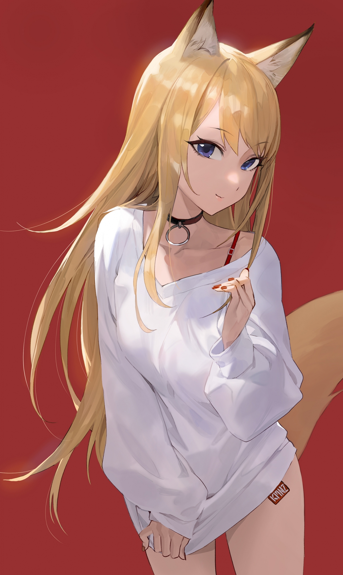 唯美黄发少女动漫壁纸，白衣秀耳，高清4K，手机专享，1500x2515精美下载