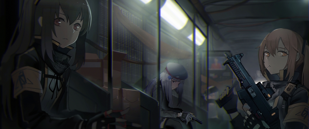 少女战士涂鸦4K超清壁纸，3440x1440高清动漫图片下载