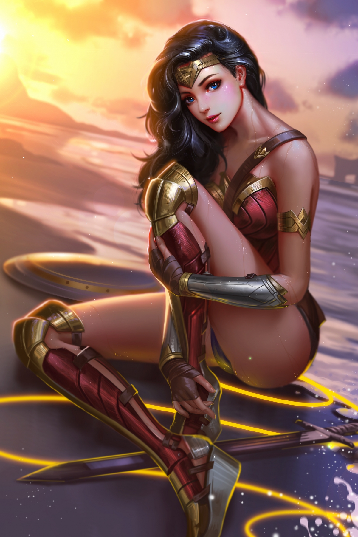 神奇女侠4K超清插画壁纸，手机专属2560x3840高清大图下载
