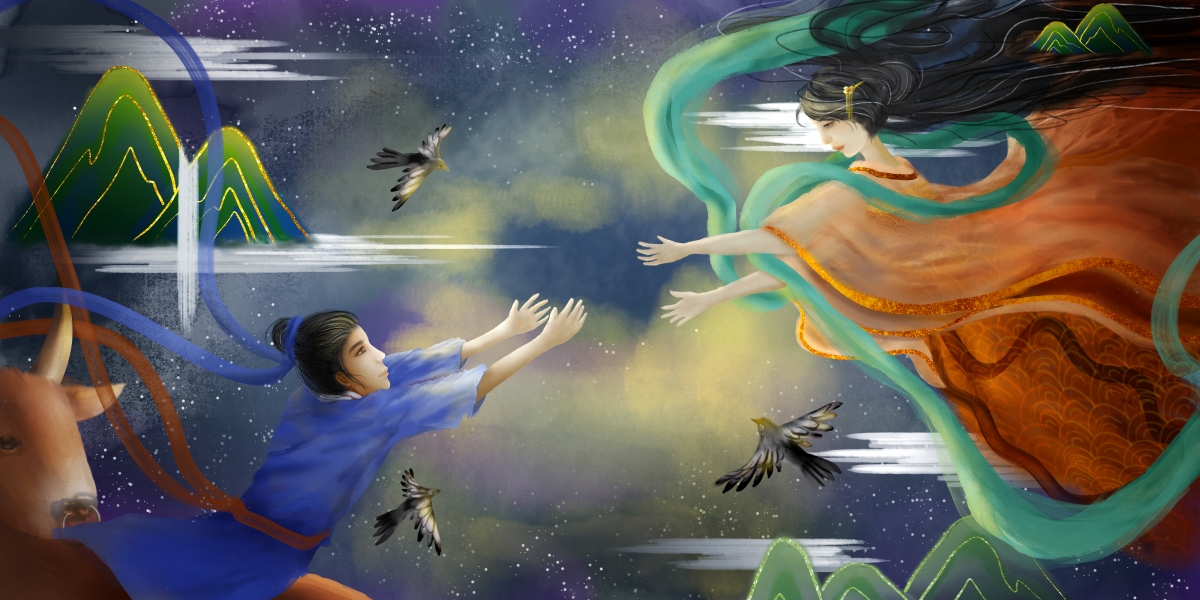 七夕特辑，牛郎织女绝美4K壁纸，高清4000x2000背景图片，免费下载