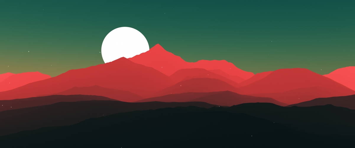 丘陵山峦月映星夜，绝美4K壁纸，高清3440x1440免费下载