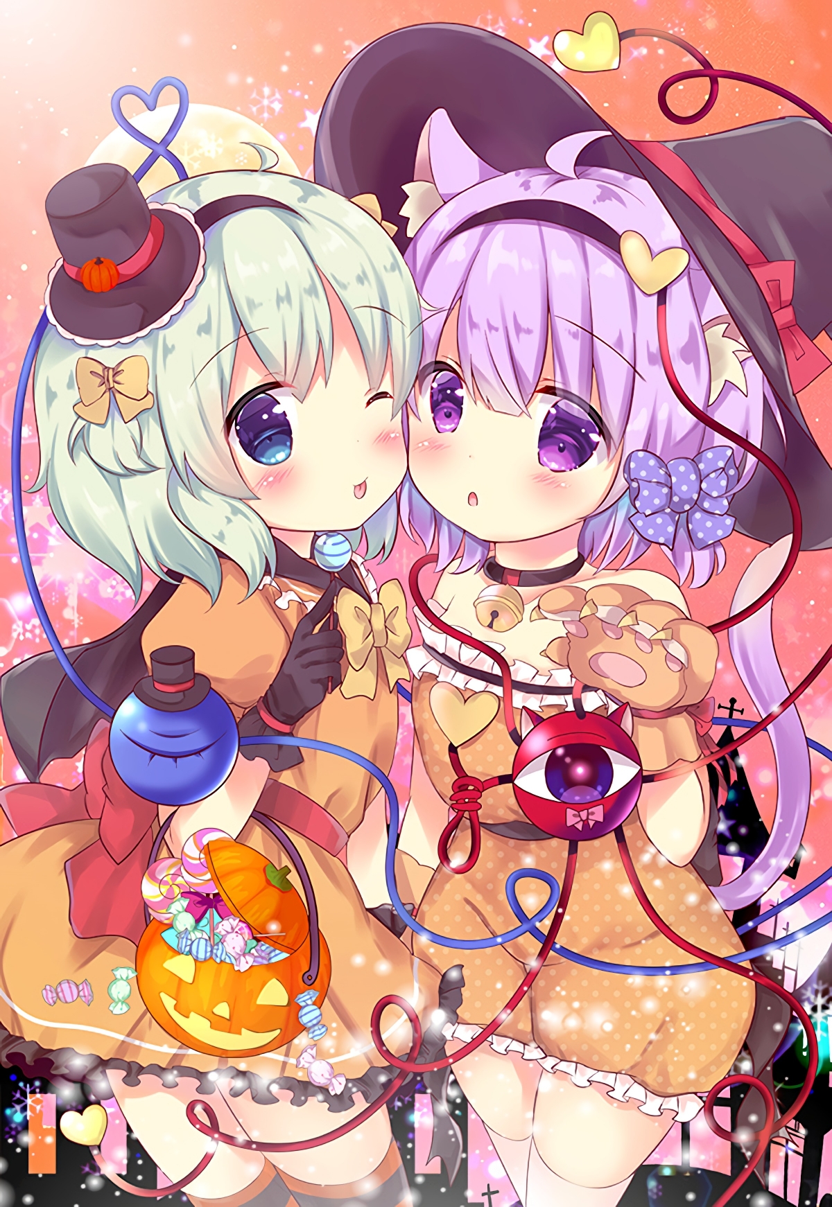 万圣节姐妹动漫萌图，4K超清手机壁纸，2400x3484高清下载