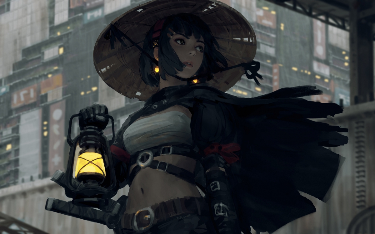 4K超清动漫美女壁纸，提油灯主题，4096x2559高清下载