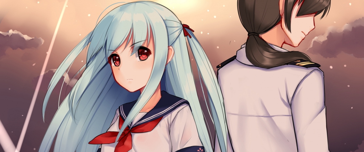 水手服战舰女孩4K超清壁纸，3440x1440动漫美图，一键下载！