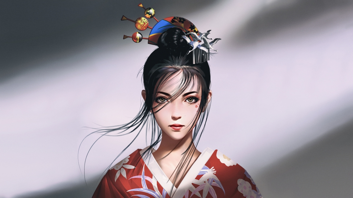和服美女头饰精选，超高清4K动漫壁纸，3840x2160分辨率，一键下载