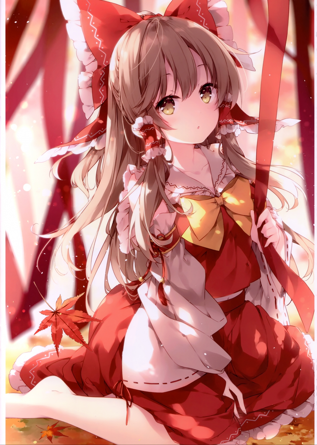 二次元美少女miko酱，红色丝带裙装，4K高清手机壁纸，2440x3427精美下载